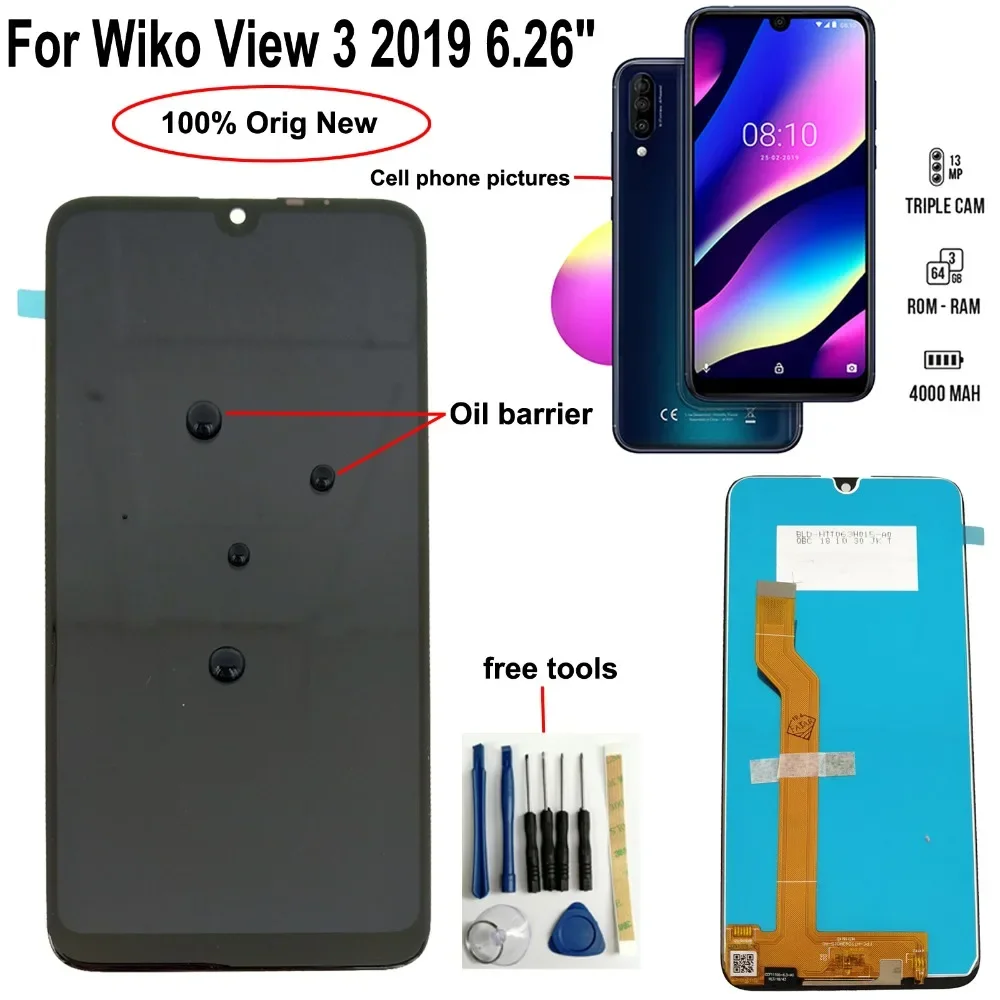 

Shyueda 100% оригинальный новый дисплей A + 6,26 дюйма для Wiko View3 View 3 2019 LCD дисплей фотодетали с бесплатными инструментами