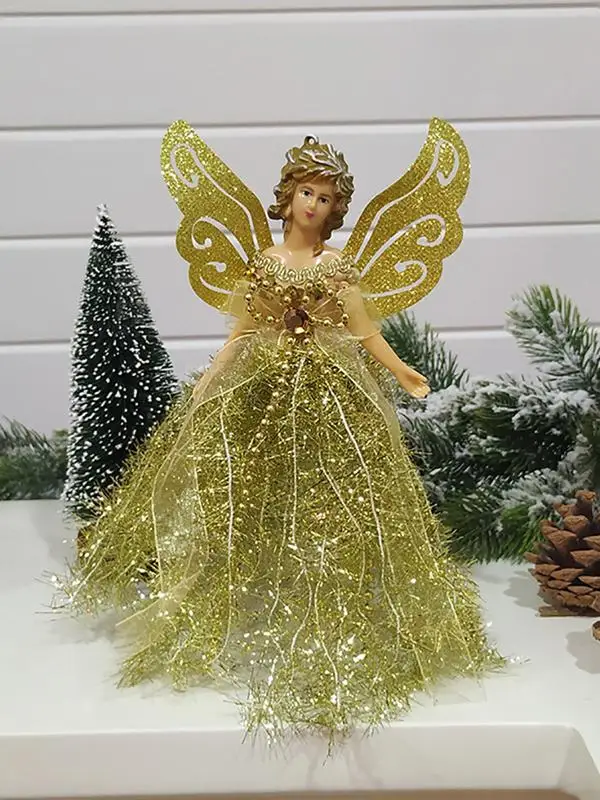 Christmas Angel Tree Topper Pendant Delicate Angel Figurine Ornaments Christmas Tree Decor Festive New Year Party Decoration christmas tree decoration