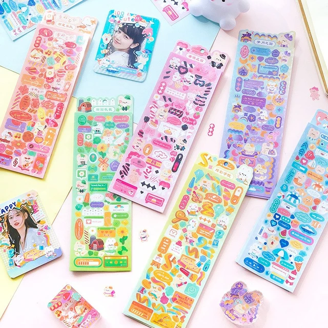 2pcs Kawaii Flash Love Heart Photocard Stickers Kpop Decorative Album  Material Diy Notebook Jourmal Sticker School Stationery - AliExpress