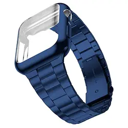 Sleek Metal Strap and Protective Case - SE3 SE 6 5 4 44mm (Blue with Case)