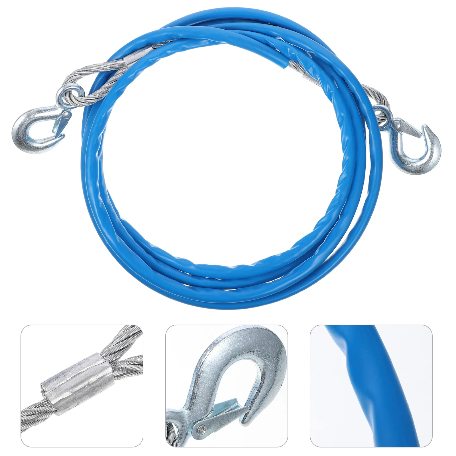 

1PC Car Hauling Cable Sturdy Car Trailer Rope 7 Tons Car Special Winch Rope with Hooks Thicken Car Trailer Rope（Blue）