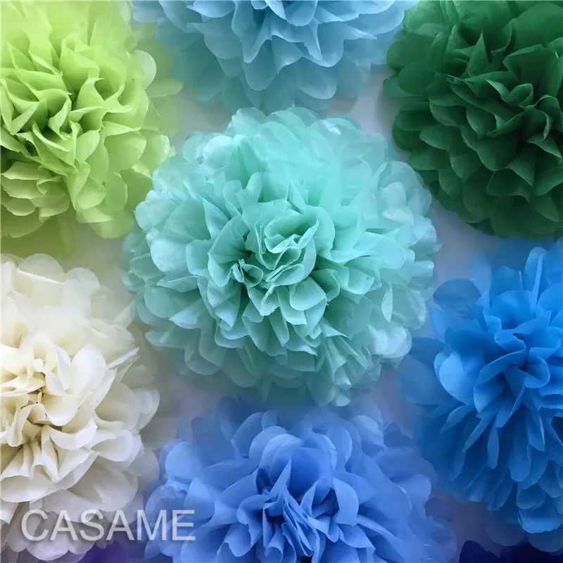 10pcs Wedding Decorative Paper Pompoms Pom Poms Flower Balls Party Home Decor Tissue Birthday Christmas DIY Decoration 25cm Dia.