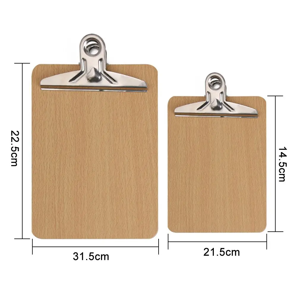 1Pc A4 A5 Wooden Clipboard Wood Clips Writing Sheet Pad Note Board Storage Folders Clips Office Restaurant Hotel Supplies