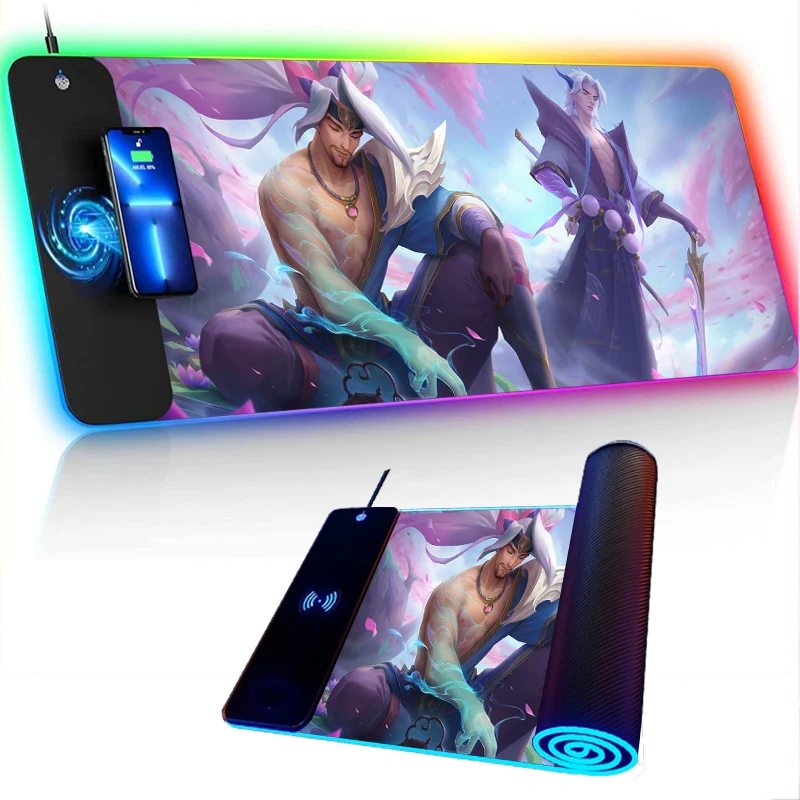 YONE Carregamento Sem Fio LOL RGB Irelia Yasuo Anime Mouse Pad Kawai Mesa  Tapete de Yoga Bonito Mousepad Tapetes Rosa Branco Gamer Tapete Gaming -  AliExpress