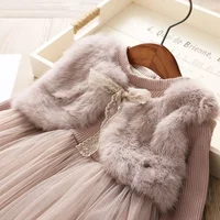 Robe d'automne en Tulle pour filles, faux 2 pièces, manches longues, robes de princesse en peluche, garde au chaud, vêtements de fête pour filles, nouvelle collection 2
