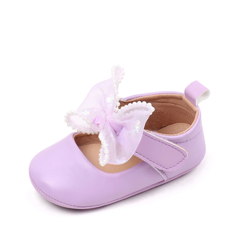 0-18Months Infant Newborn Baby Girls Mary Jane Shoes Princess Moccasins Cute Bow Soft Non-Slip Infant Baby First Walking Shoes