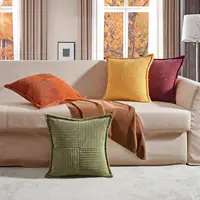 Broadside Ttriped Throw Cushion Cover 45x45cm Corduroy Pillow Covers with Splicing 18x18Inch Pillowcase for Sofa  Bed Livingroom 2