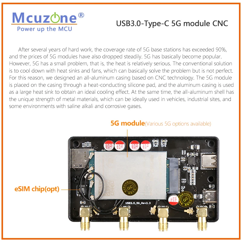 Tipo-c Cnc Metal Case Module Usb3.0 5g Plug And Play para X86 Mac Osrpi os Ubuntu Windows 10 11rm520n-glfm160-eau Modelo Mr5u3c - Imagem 5