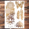 Realistic Elephant Moon Temporary Tattoos For Women Adult Fake Butterfly Lace Mandala Tattoo Sticker Gold Waterproof Chest Tatoo 6