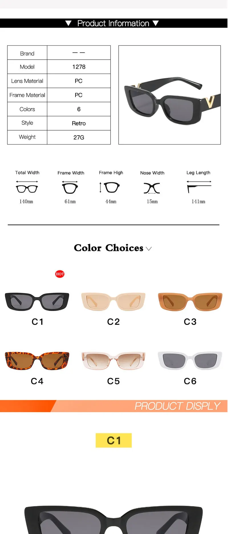 Square Sunglasses For Women Vintage Rectangle Frames Uv Protection_voghion.com