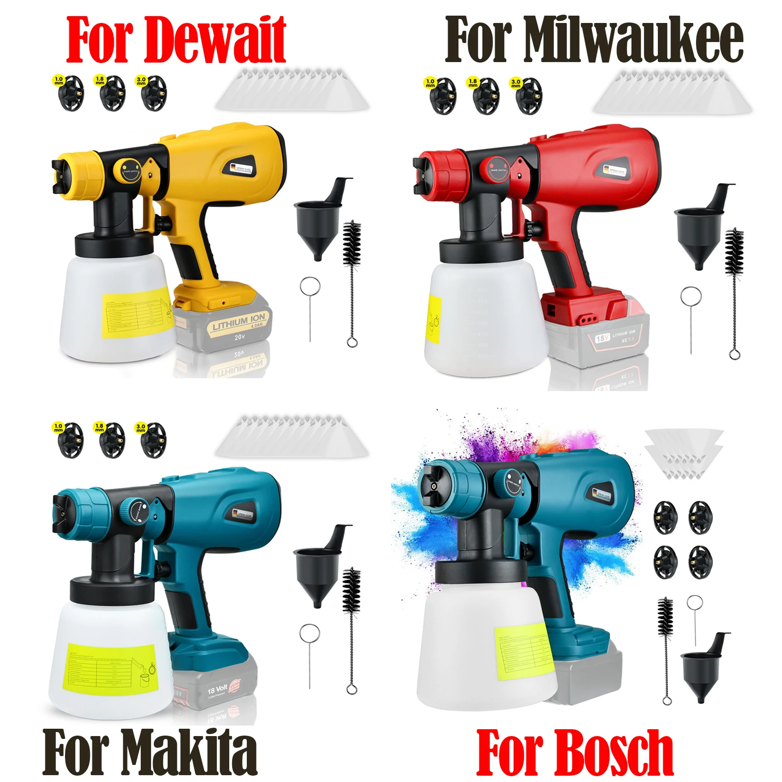1000ML Paint Spray Gun Garden Household Air Brush Set Electric Tools For Dewalt/