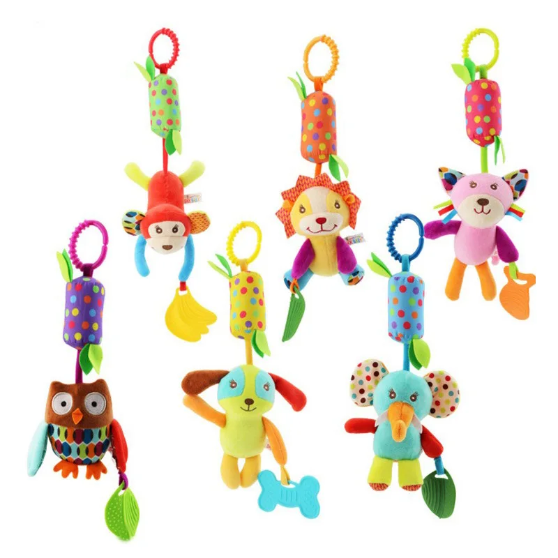 

New Baby Rattles Mobiles Cartoon Animal Infant Toddler Toys Stroller Bed Hanging Crib Hanging Bell Plush Toys for 0-12months