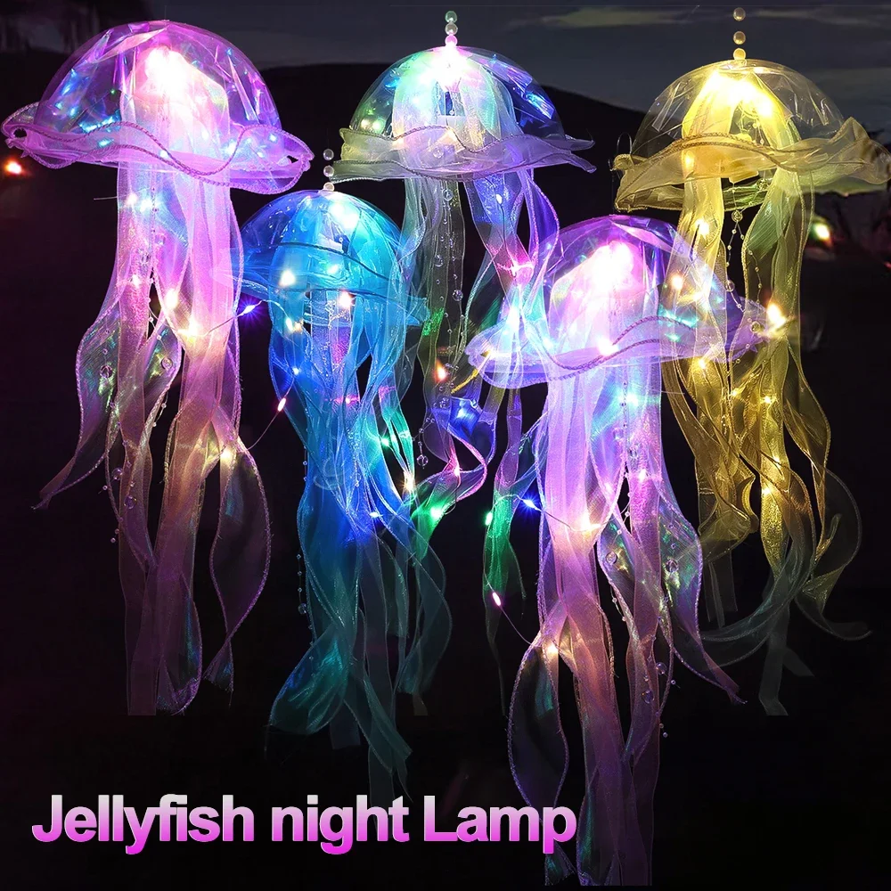 Jellyfish Pendant Atmosphere Light Creative Lamp Hanging Decoration Ambiance Lamp Bedroom Nightlight Party Festival Decorative