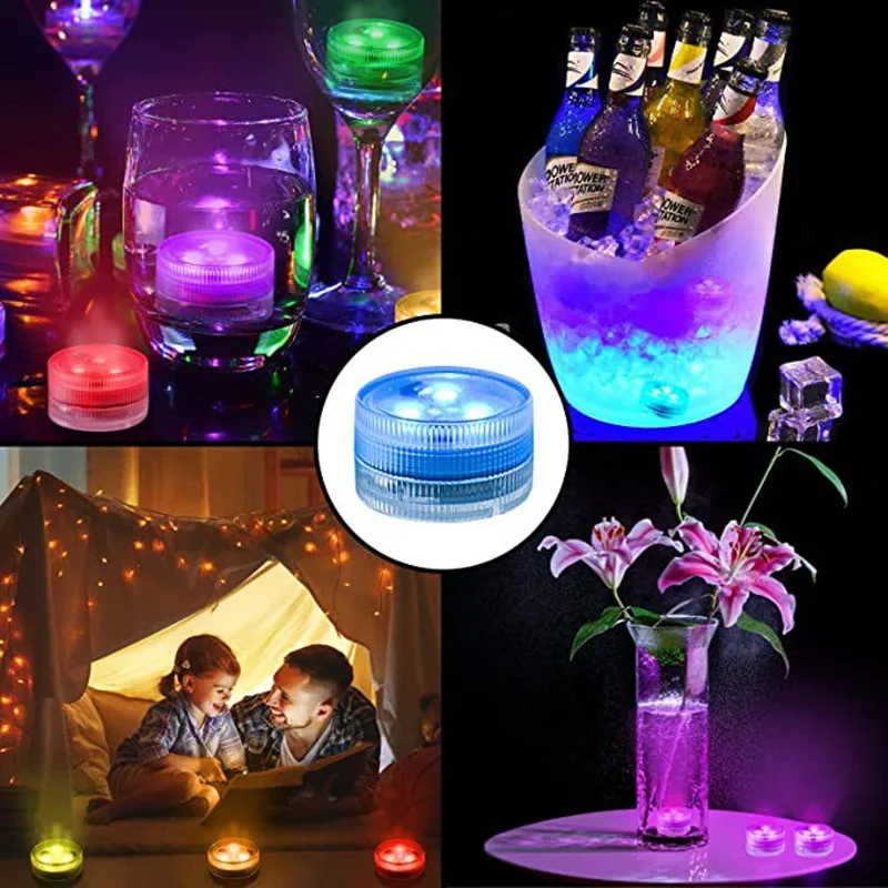 

10-1pcs LED Tea Mini Lights IP65 Waterproof Submersible LED Lights Remote Control Underwater Lamp for Wedding Party Vase Decor