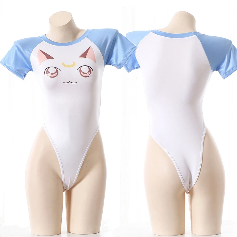 Anime Girl Waist Cross Strap Bodysuit Swimsuit Costume Student