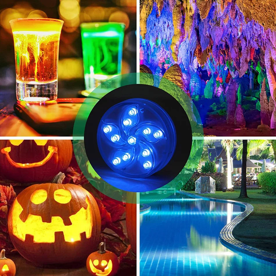 IP68 Waterproof Submersible LED Light 10Colors Underwater Night Lamp Swimming Pool Wedding Party Decoration Light Remote Control underwater solar lights