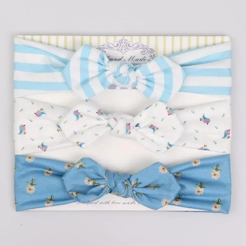 3pcs/set Newborn baby Headbands Elastic Hair Band Kids Girl Stripe Dot Headwear Print Floral Bowknot Turban Hair Accessories