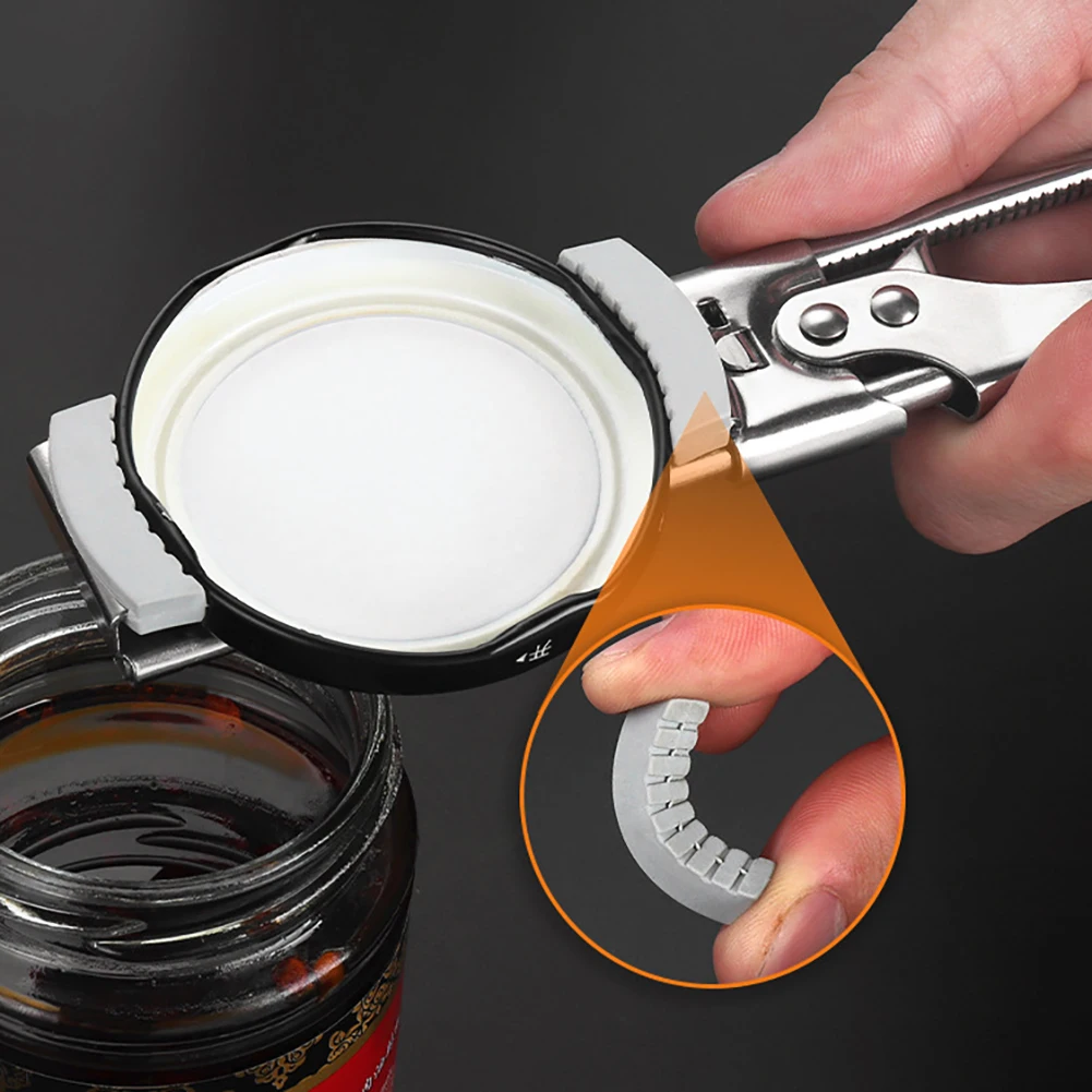 Can Opener Kitchen Tools Multifunctional Tool Adjustable Can Opener Multifunctional Manual Non-Slip Stainless Steel Jar Lid Opener Kitchen Accessories