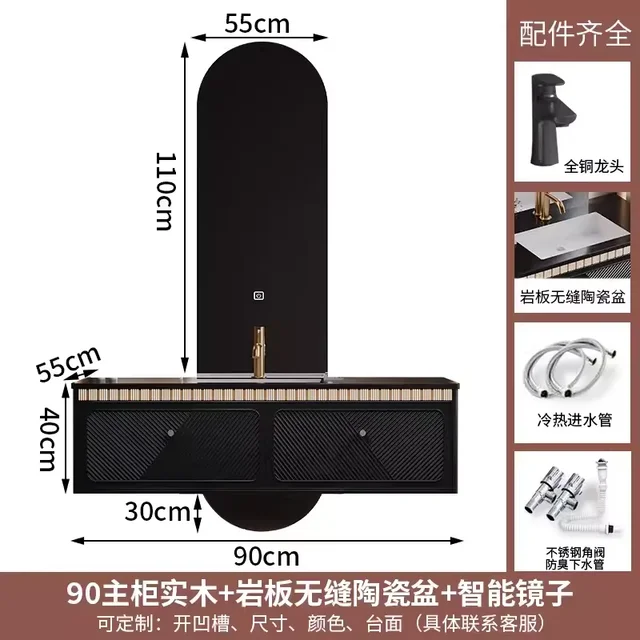 หรูหราสไตล์โรงแรมตู้ห้องน้ําอ่างล้างหน้าคู่ผสมแผ่นหินฝรั่งเศสอ่างล้างหน้าตู้ห้องน้ําอ่างล้างหน้า 6