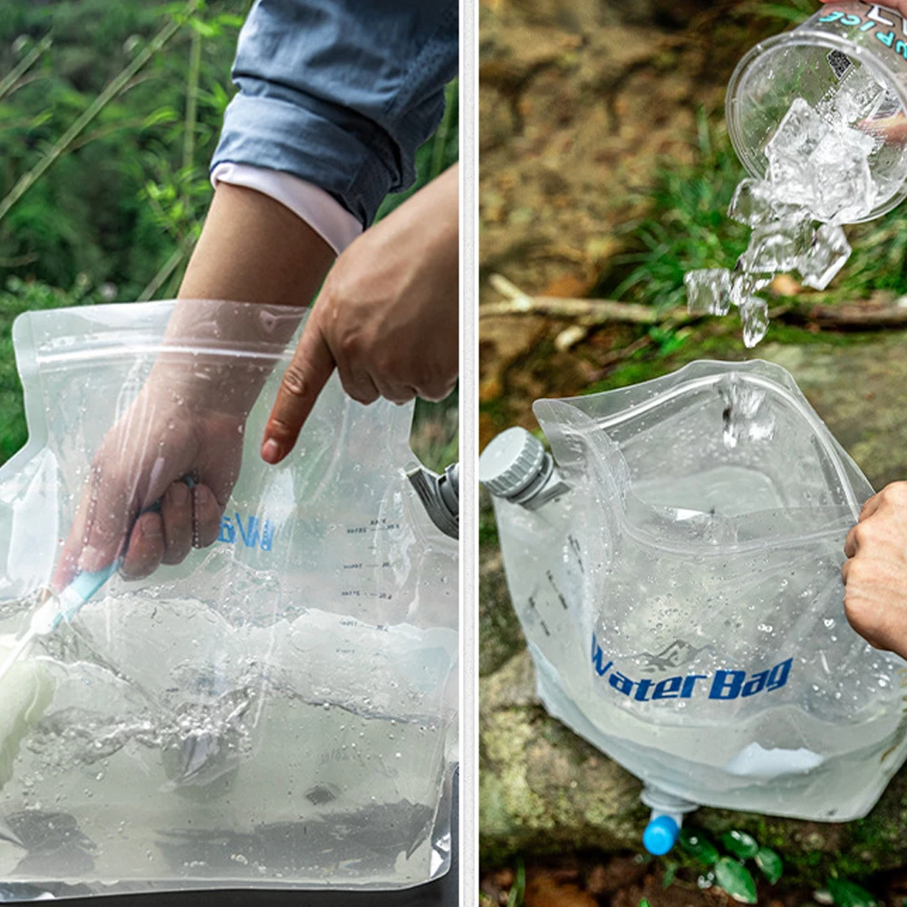 Oudoor Camping Pinic Water Bag 8L Large Capacity Water Storage Bag with Water Tap Car Travel Foldable Water Bag with Handle