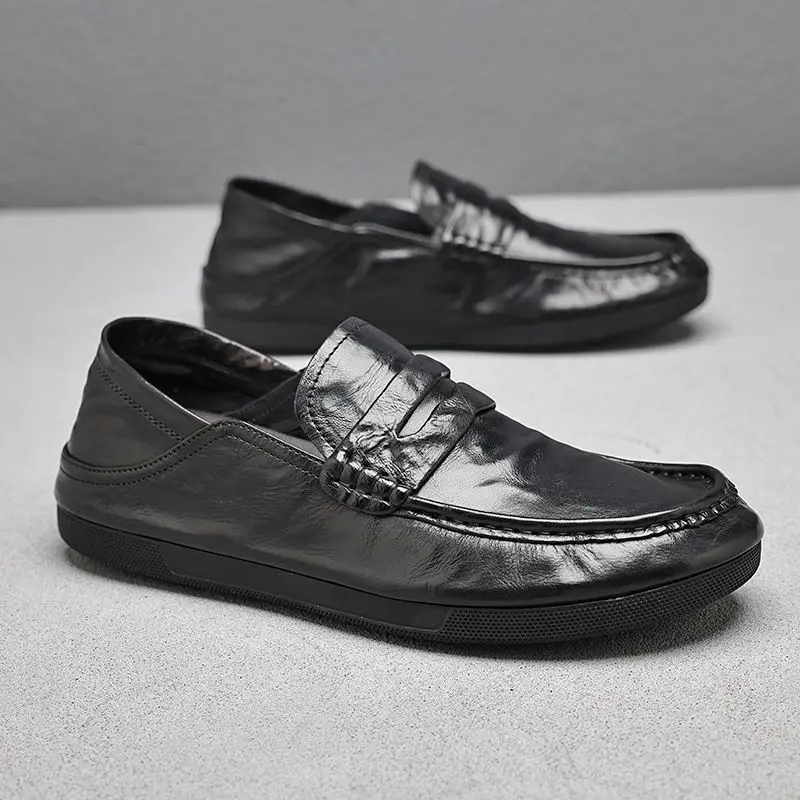 Luxury Loafers Genuine Leather Men's Shoes Office Leather Shoes High Quality Men's Driving Shoe Handmade Comfort Flats Moccasins