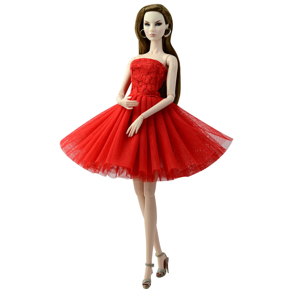 Elegant Lace Doll Outfit Collection - Fashionable Dresses and Accessories