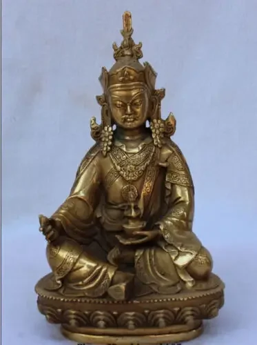 

Tibet Buddhism Bronze Gilt Seat Lotus Guru Rinpoche Padmasambhava Buddha Statue