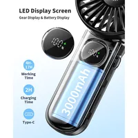 coldSky Handheld Fan Foldable Portable Fan with LED Display 3000mAh Battery Operated Mini Hand Held Fan for Travel Beach Outdoor 2