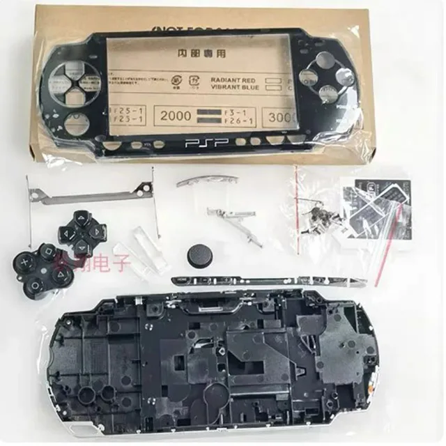 1Set For PSP1000 2000 3000 Full Housing Shell Game Console Case With Buttons Screws And Label Stickers TopBottom Faceplate Cover - 44
