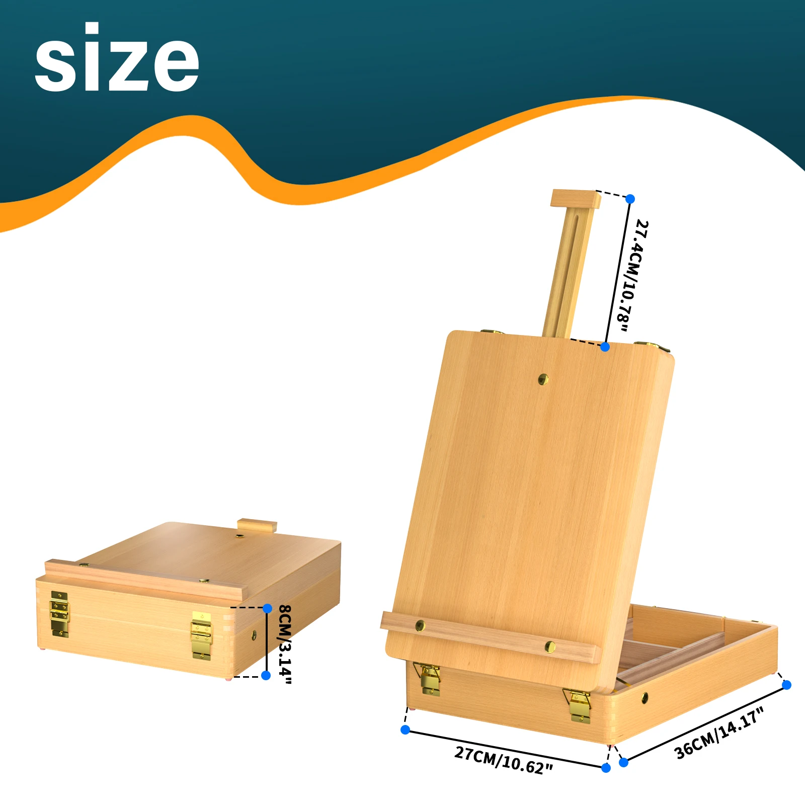 Adjustable Wood Table Sketchbox Easel,Desktop Artist Easel Premium Beechwood Sketch Easel Box for Painters Art Students&Beginner