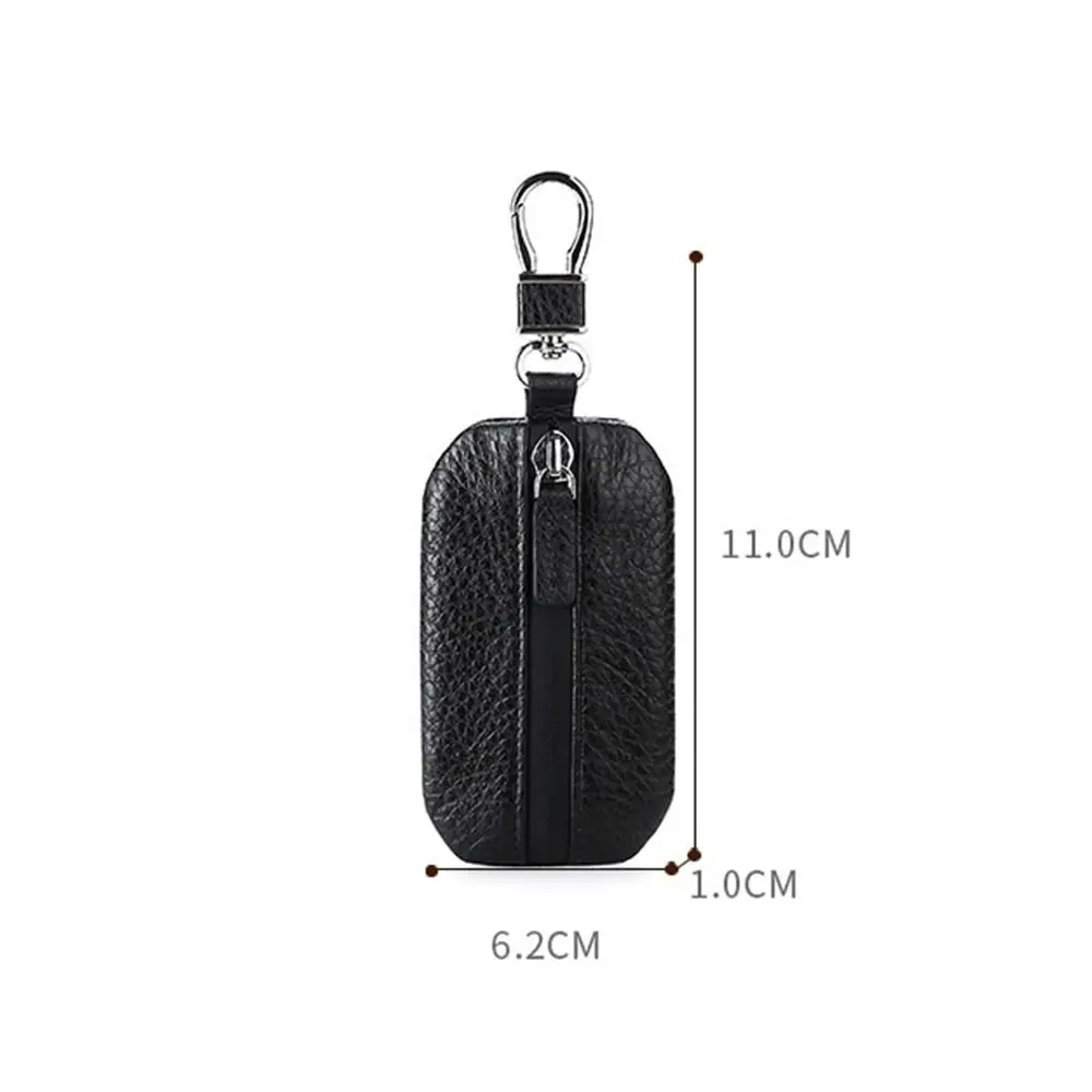 Creative Genuine Leather Car Keys Bag Waterproof Zipper Universal Car Key Cover Durable Pure Color Soft Surface Key Pouch