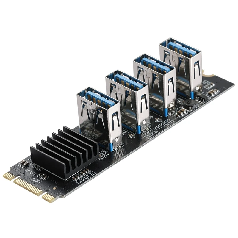 

Переходник M.2 Nvme на 4 USB PCIE, M2 M-Key к PCIE 1X USB 3,0, конвертерная карта с радиатором для майнинга биткоинов