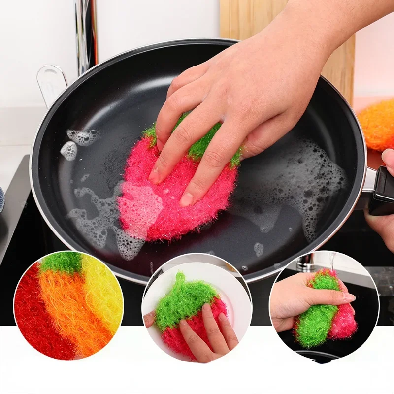 Strawberry-Themed Kitchen Cleaning Sponge and Brush Set