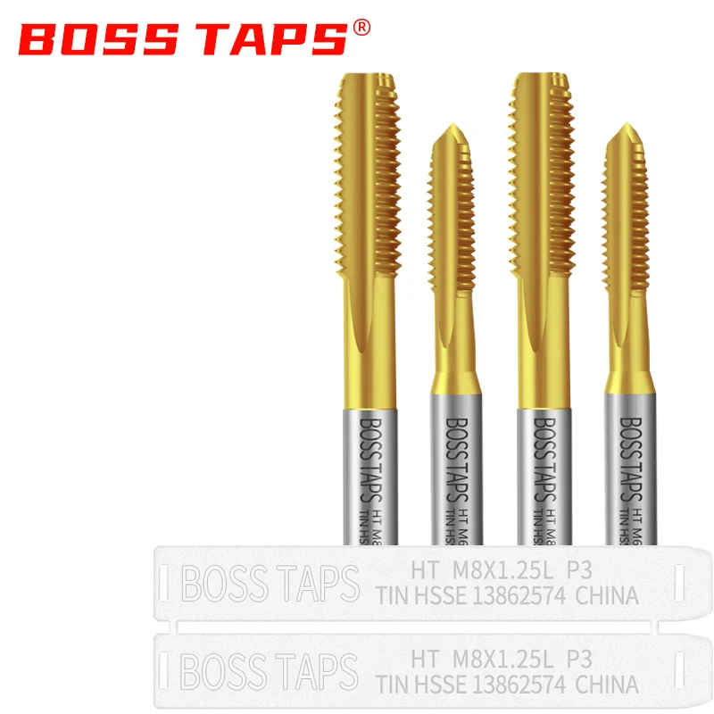 HSSE-M35 JIS Standard TIN Coating Left Hand Straight Fluted Hand Tap M2 M3 M4 M5 M6 - M12 Machine Sc