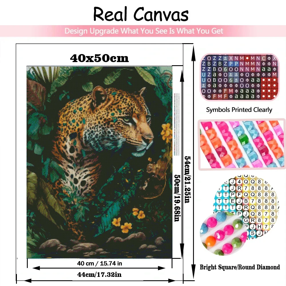5D Diamond Painting Leopard & Animals of the Jungle Kit