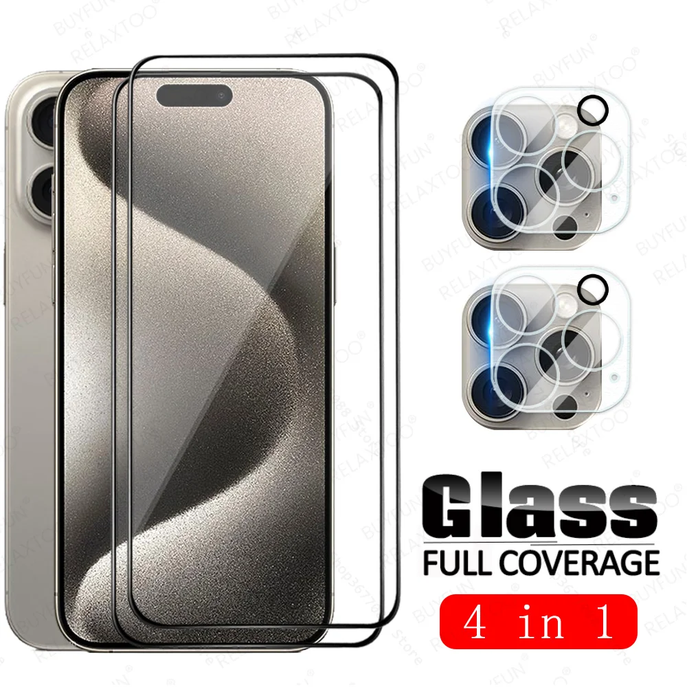 4 In1 Premium Glass Per Iphone 15 Pro Max Camera Vetro Temperato Iphone15 Plus Iphone 15 Promax 15Pro Iphone15Pro Screen Protector