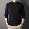 Mens Round Neck Sweater Fleeced Knitwear Solid Color Velvet Jumpers Slim Fit Elegant Luxury Brand Brown Knitted Sweaters 6