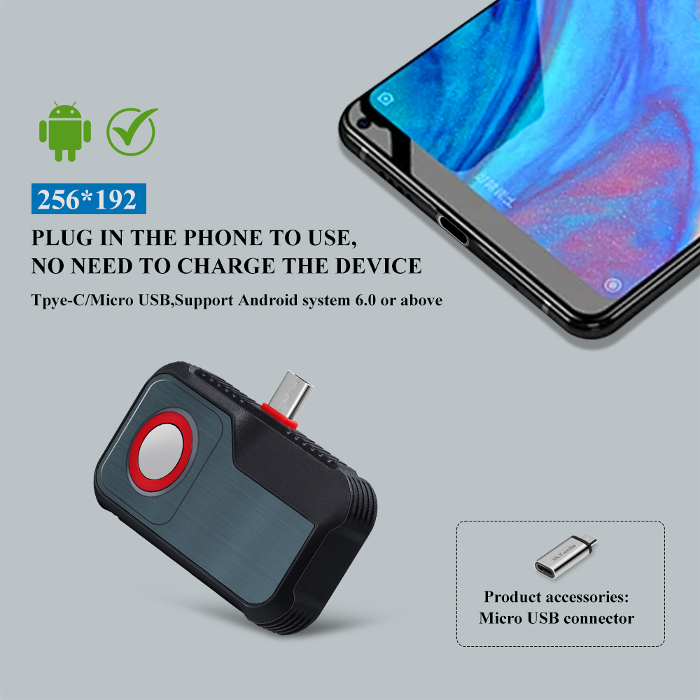 256*192 Pixels Thermal Camera -20Â°C~550Â°C Android Type C Mobile Phone Infrared Thermal Imager For Electrical Repair