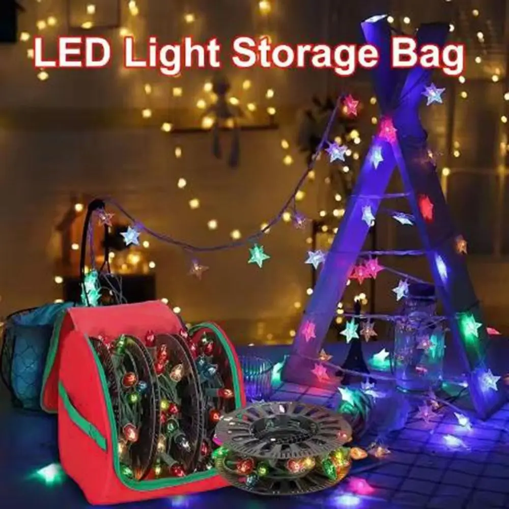 Cloth Christmas LED Light Storage Bag Red Tear-resistant Holiday Light Organizer Waterproof Large Capacity Christmas Storage Bag