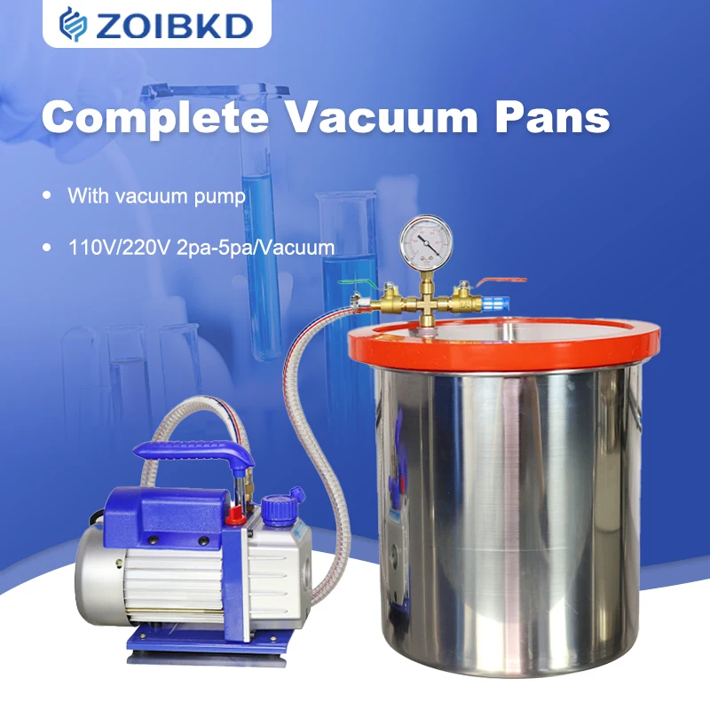 ZOIBKD Vacuum Chamber Stainless Steel Supply Barrel Kit Machin Equipped Transparent Cover Degassing Liquid Pump