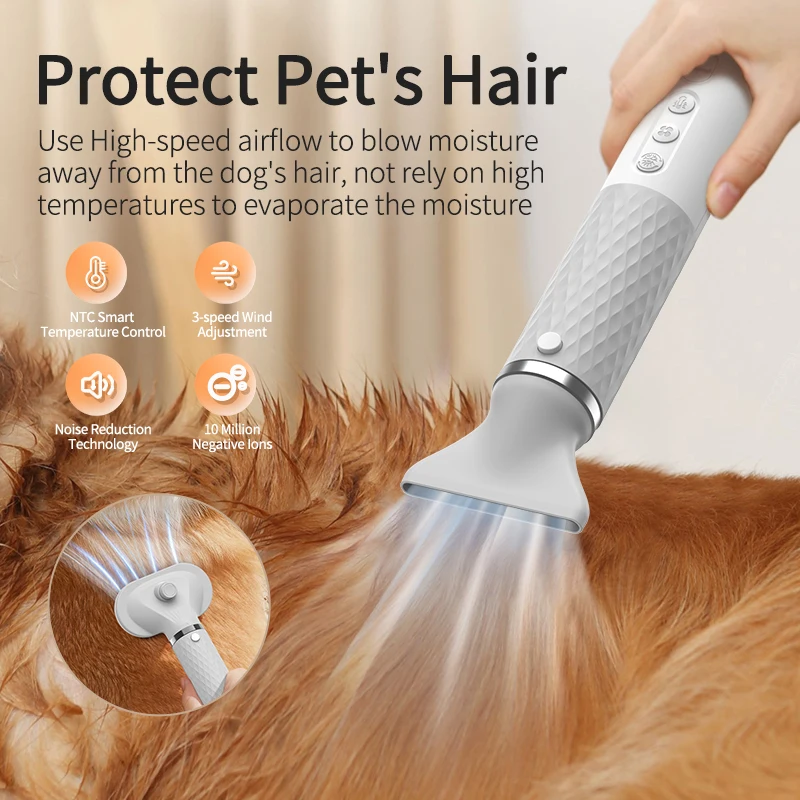 Pet Hair Dryer Grooming Comb Brush For Dogs Cats Smart Control Portable 2 in 1 Hand-held Mini Blower