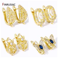 18K Gold Plated Brass Inlaid Zircon Shvenzy Earring Hooks For Jewelry Making Accessories, Earwire Fixtures,DIY Earring Findings