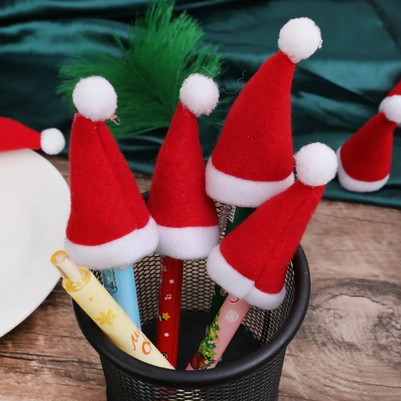 Mini Santa Hat Wine Bottle Covers Non-Woven Fabric Lollipops Caps Christmas Bottles Holder Kitchen Tableware Dinner Decoration