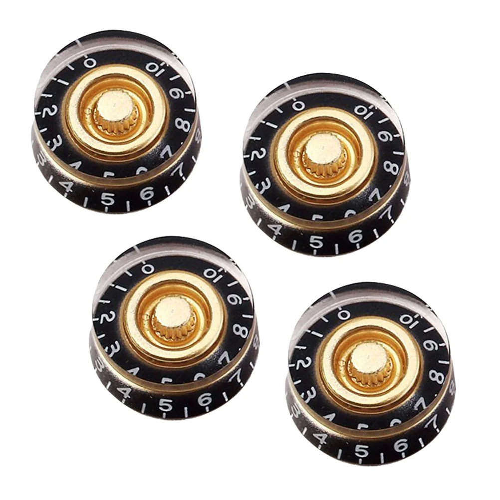 

Guitar Knobs Black Gold Guitar Control Knob Acrylic Speed Knob with White Word for Electric Guitar