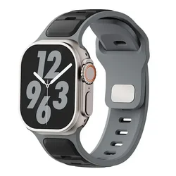 Versatile Silicone Sport Band - 42 - 44 - 45 - 49 - S10 46mm (Black and gray 8)