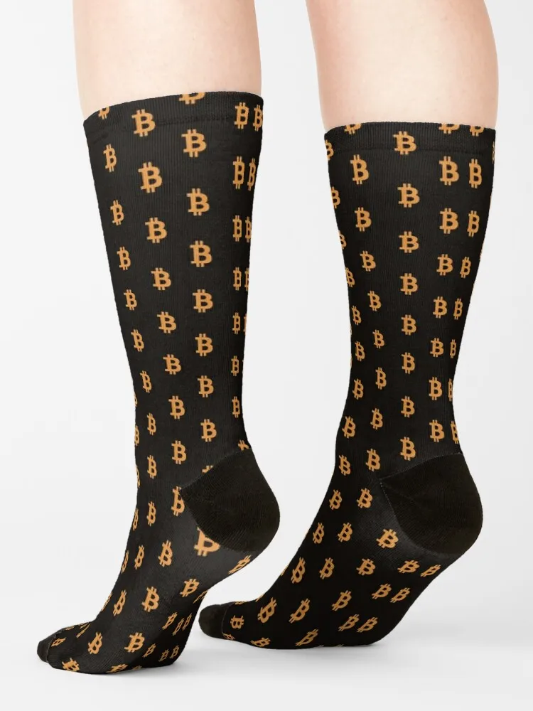 Bitcoin Logo Pattern Socks black socks basketball socks Heating sock basketball socks Ladies Socks Men's