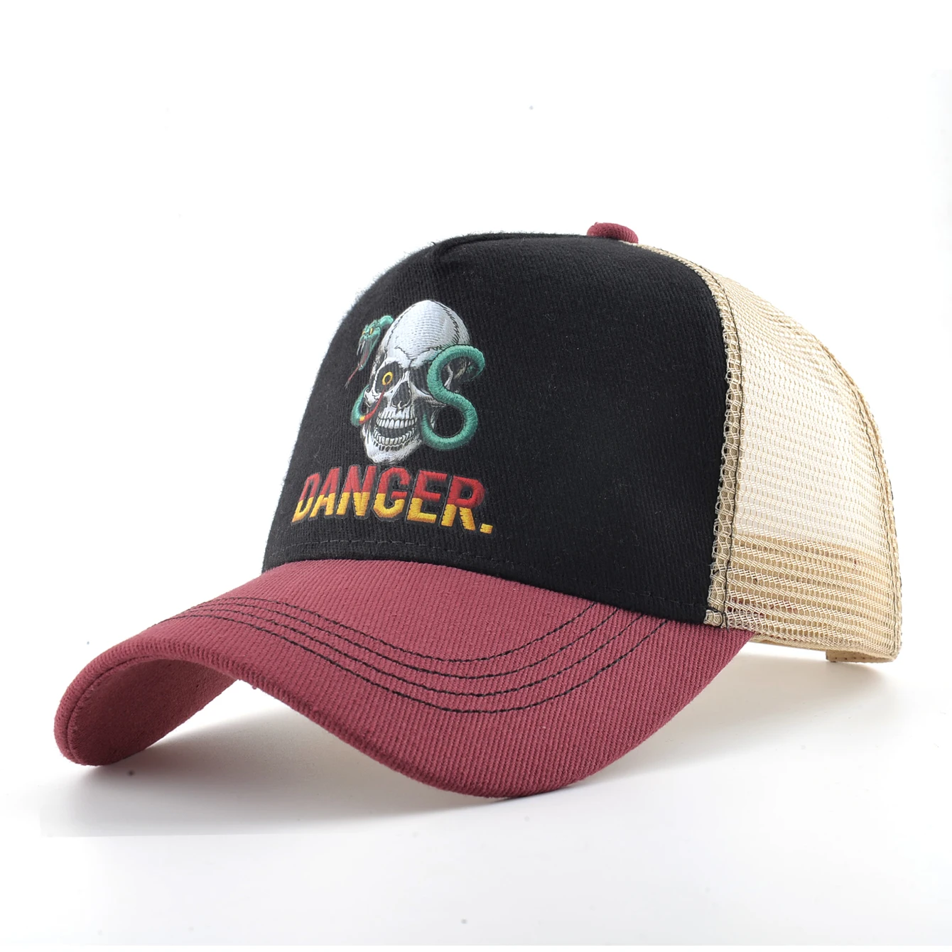 Sommer Baseball Cap Outdoor Atmungsaktive Mesh Trucker Cap Männer Frauen Druck Schädel Snapback Hip Hop Caps Einstellbare Schirmmütze – Detail 10