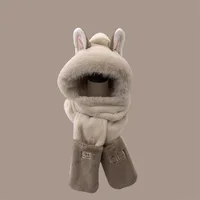 Winter new Firefox ears warm furry skiing scarf gloves one-piece hat children 2