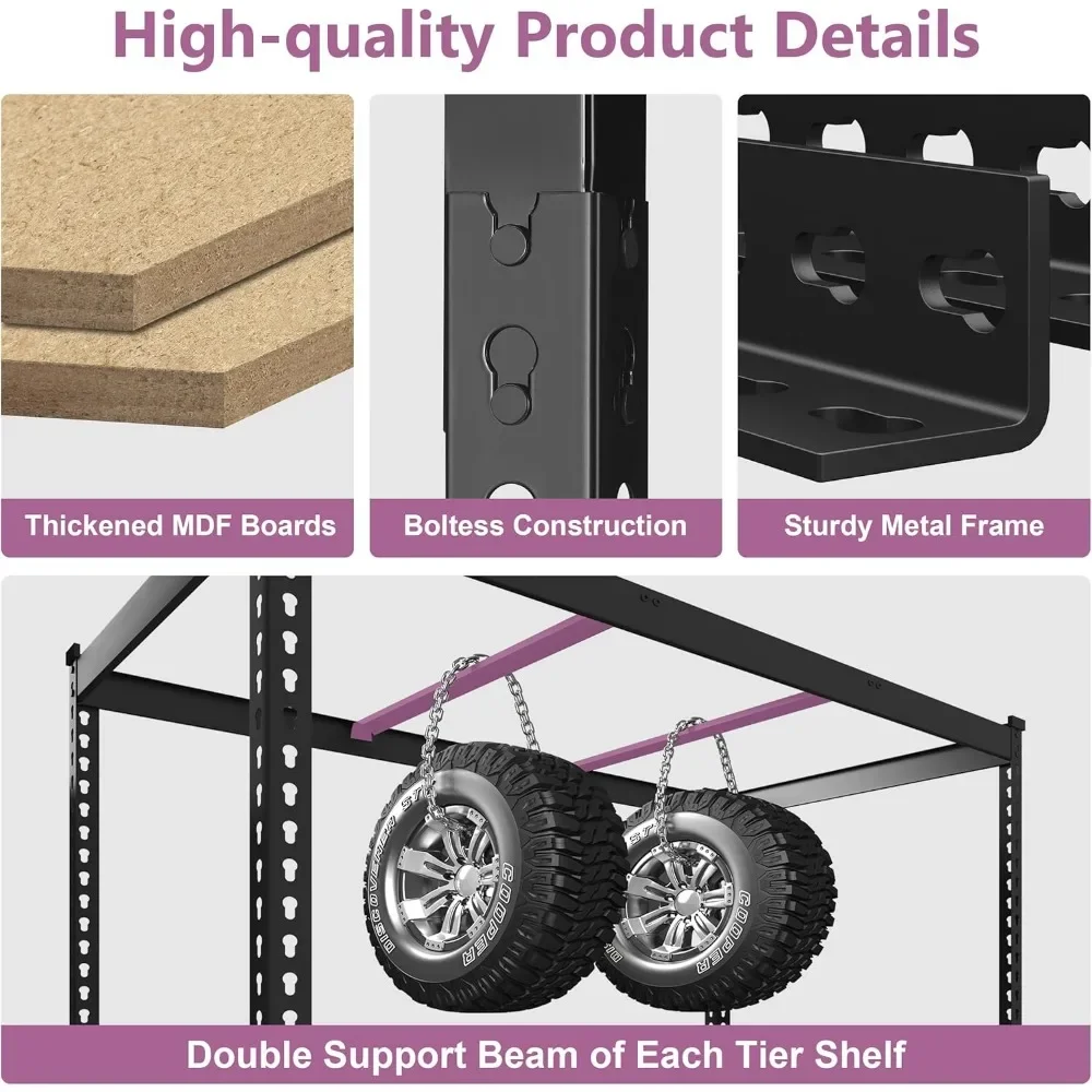 Heavy Duty Storage Shelves  Adjustable Metal Garage Shelving Unit, Standing Utility Shelf Racks for Pantry Warehouse Kitchen 5
