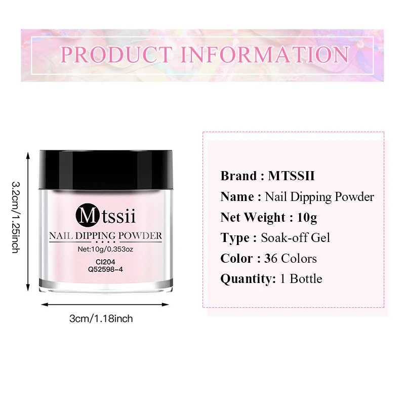 Mtssii 10g 딥 파우더 네일 아크릴 디핑 파우더 액체 베이스/탑 코트 활성제 필요 프렌치 네일 매니큐어 DIY 살롱 선물
